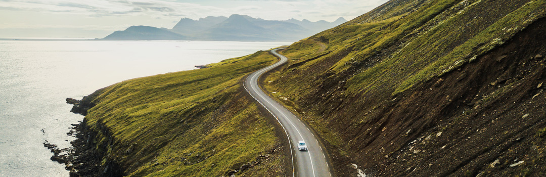 Road in Westfjords, Iceland.