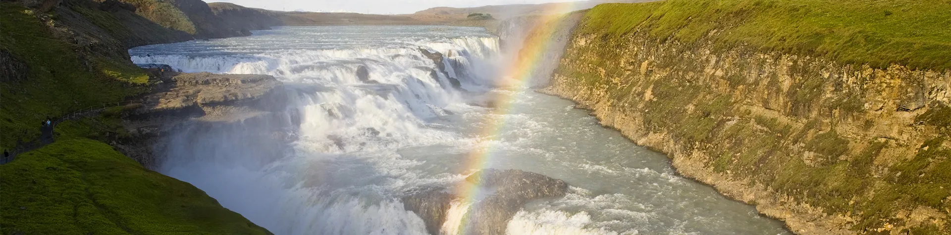 gullfoss, island, sommar