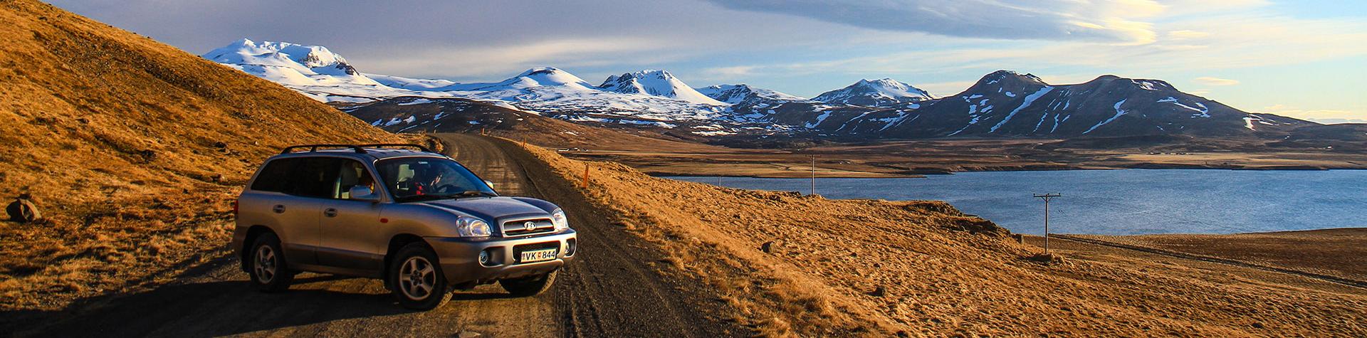 Iceland Self Drive Tours: Driving rental car in the Iceland. 