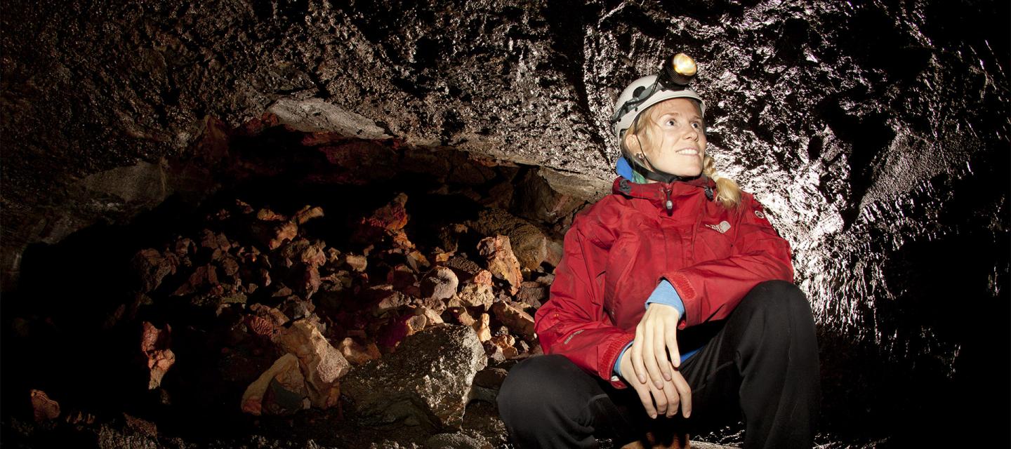 Iceland Day Tours: Caveing in lavatunnel in Iceland.