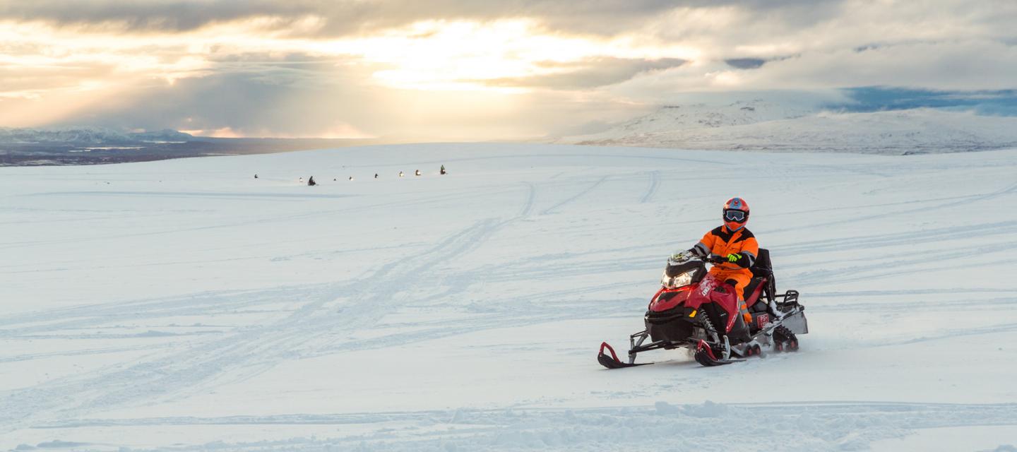 Snowmobiling in lceland.